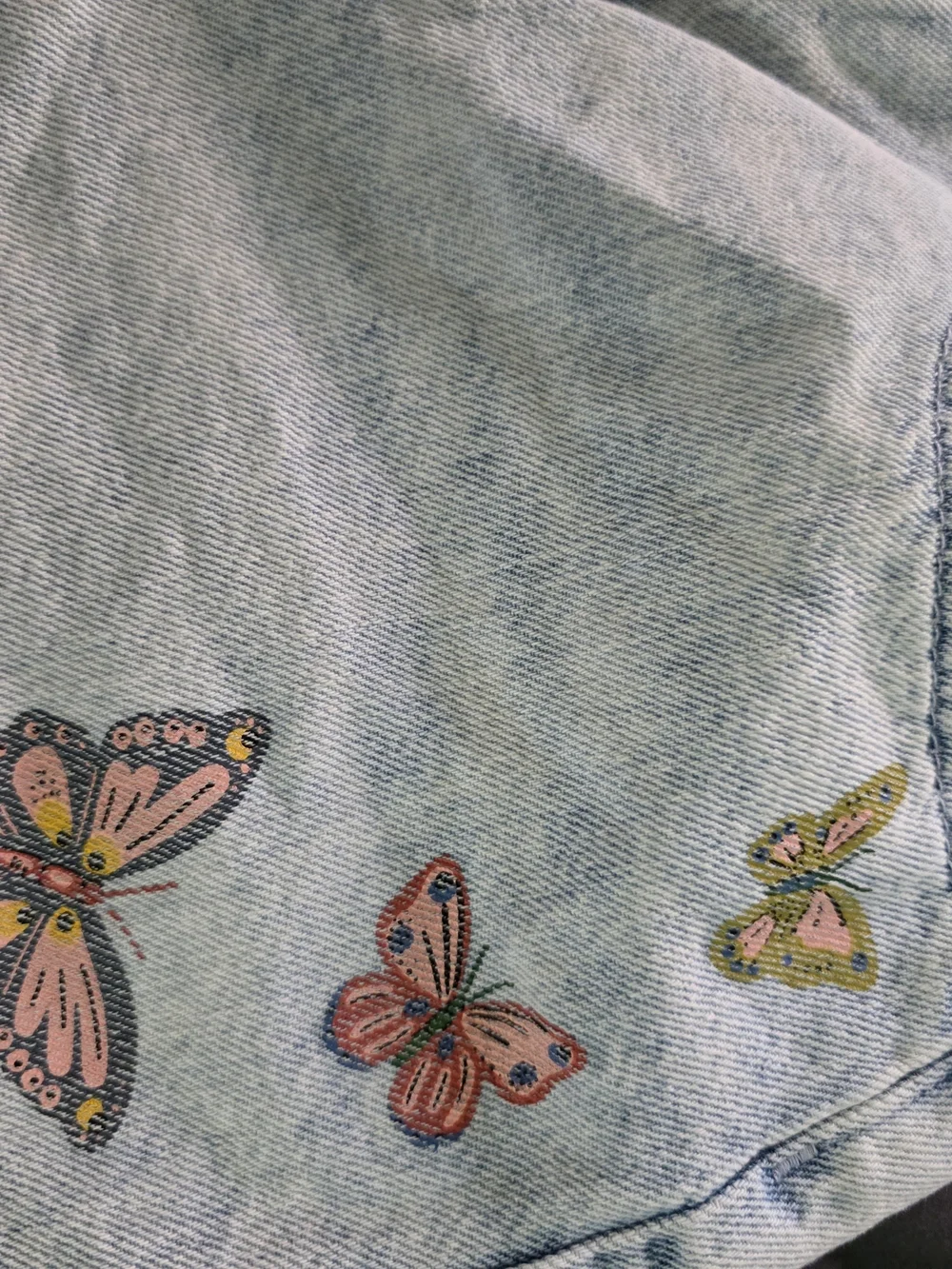 Old Navy Light Blue Denim Shorts with Butterfly Embroidery